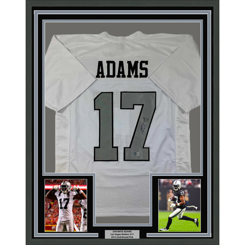 Framed Autographed/Signed Davante Adams 33x42 Color Rush White Jersey BAS COA