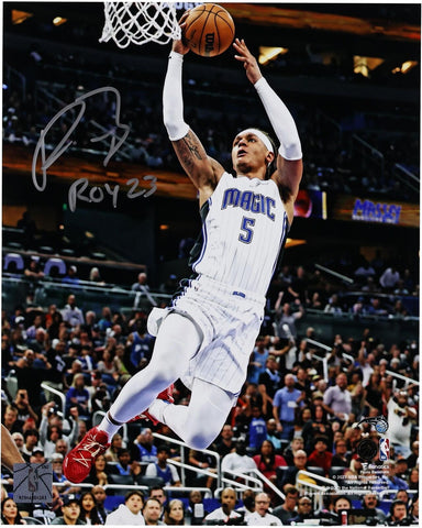 Paolo Banchero Orlando Magic Signed 8x10 Layup in White Photo with "ROY 23" Insc