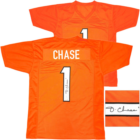 BENGALS JA'MARR CHASE AUTOGRAPHED SIGNED ORANGE JERSEY BECKETT WITNESS 226403