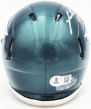 JALEN CARTER AUTOGRAPHED EAGLES GREEN SPEED MINI HELMET BECKETT WITNESS 229519
