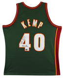 Sonics Shawn Kemp "Reign Man" Signed Green M&N 1995-96 HWC Swingman Jersey BAS W