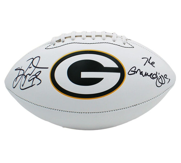 Gilbert Brown Signed Green Bay Packers Embroidered White Football with Inscr.