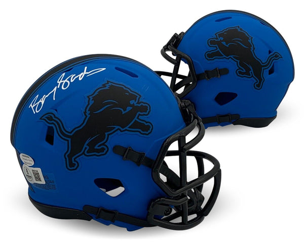 Barry Sanders Autographed Detroit Lions Signed Rave Football Mini Helmet Beckett