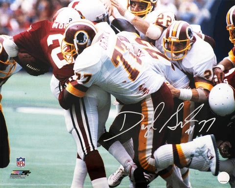 Darryl Grant Signed Redskins White Jersey Tackle 16x20 Photo - (SCHWARTZ COA)