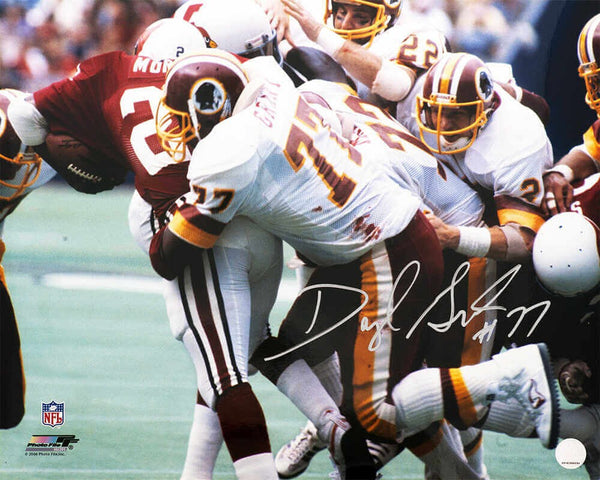 Darryl Grant Signed Redskins White Jersey Tackle 16x20 Photo - (SCHWARTZ COA)