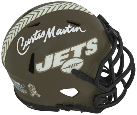Curtis Martin Signed New York Jets SALUTE Riddell Speed Mini Helmet - (SS COA)