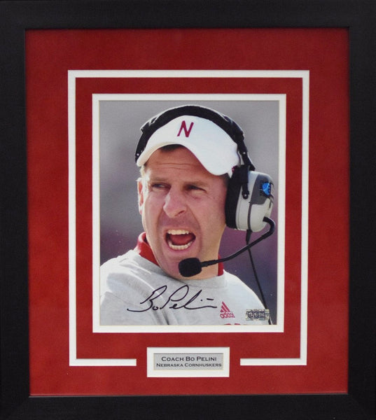 BO PELINI AUTOGRAPHED NEBRASKA CORNHUSKERS 8x10 FRAMED PHOTO COA