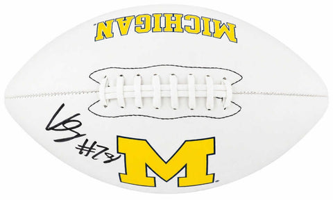 Kenneth Grant Signed Michigan Logo Brands White Logo Football - (SCHWARTZ COA)