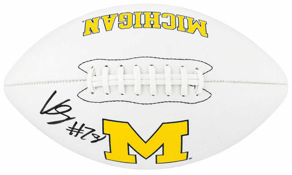 Kenneth Grant Signed Michigan Logo Brands White Logo Football - (SCHWARTZ COA)