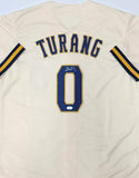 Brewers BRICE TURANG Signed Custom Replica Cream Debut #0 Jersey AUTO - JSA