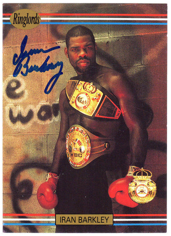 Iran Barkley Signed 1991 Ringlords Boxing Trading Card #25 - (SCHWARTZ COA)
