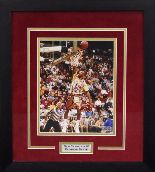 SAM CASSELL AUTOGRAPHED FLORIDA STATE SEMINOLES FRAMED 8x10 PHOTO COA