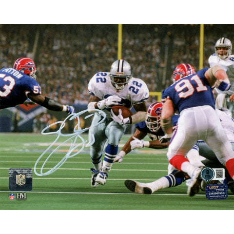 Emmitt Smith Autographed/Signed Dallas Cowboys 8x10 Photo Beckett Witness 51453