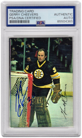Gerry Cheevers Signed Boston Bruins 1977 Topps Glossy Card #2 (PSA Encapsulated)