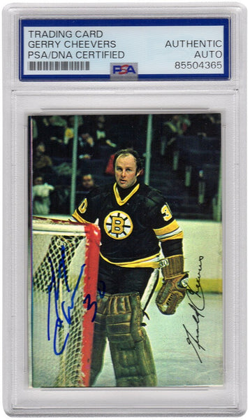 Gerry Cheevers Signed Boston Bruins 1977 Topps Glossy Card #2 (PSA Encapsulated)
