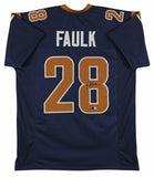 Marshall Faulk Authentic Signed Navy Blue Pro Style Jersey BAS Witnessed 2