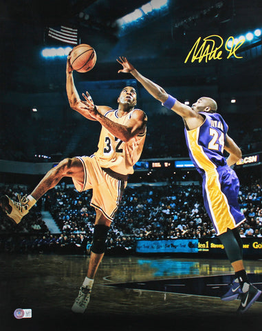 Lakers Magic Johnson Authentic Signed 16x20 Vs Kobe Custom Art Photo BAS Witness