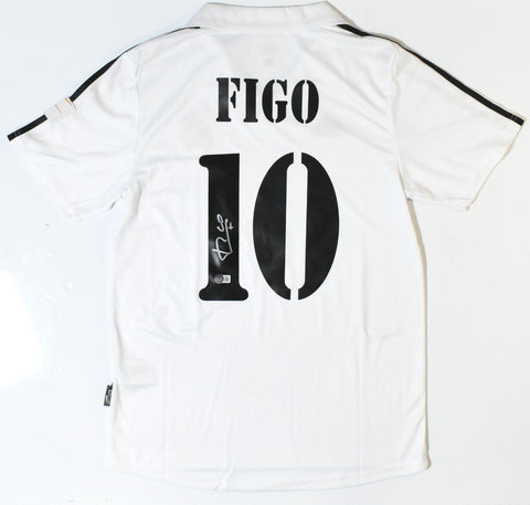 Luis Figo Autographed Real Madrid CF Home Soccer Jersey #10 - Beckett Holo *L