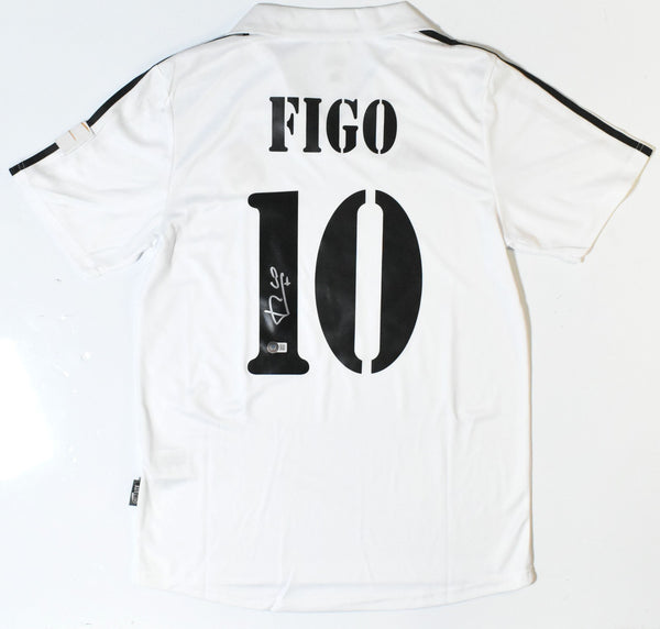 Luis Figo Autographed Real Madrid CF Home Soccer Jersey #10 - Beckett Holo *L