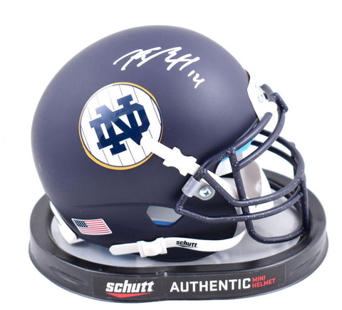 Kyle Hamilton Autographed Notre Dame Schutt Mini Helmet-Beckett W Holo *White