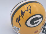 Brett Favre Autographed Green Bay Packers Yellow Mini Helmet Beckett QR #BS30074