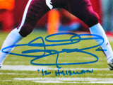 Johnny Manziel Signed Texas A&M 8x10 Passing FP Photo w 12 Heisman-BeckettW*Blue