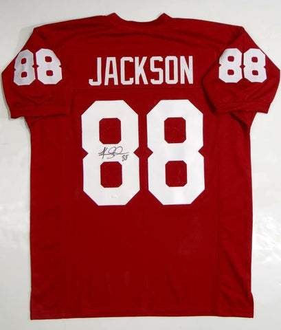 Keith Jackson Autographed Red College Style Jersey- JSA Witnessed Authenticated