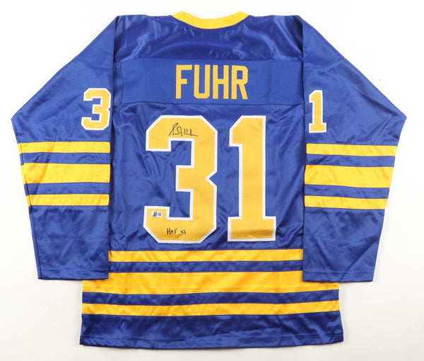 Grant Fuhr Signed Buffalo Sabres Jersey (Beckett) 5xStanley Cup Champion /Goalie