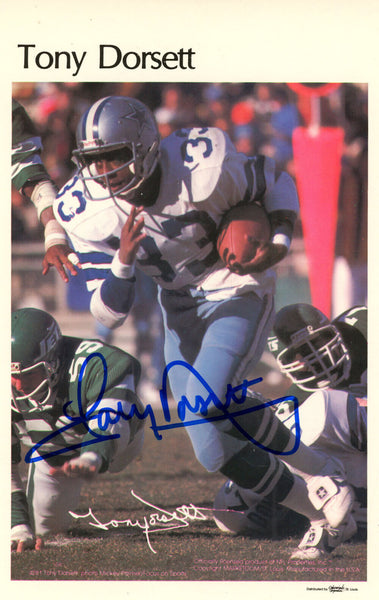 Tony Dorsett Autographed Dallas Cowboys Mini Poster 24/50 Beckett 46107