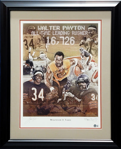 Walter Payton Autographed Framed Lithograph Photo Bears Beckett AB08918