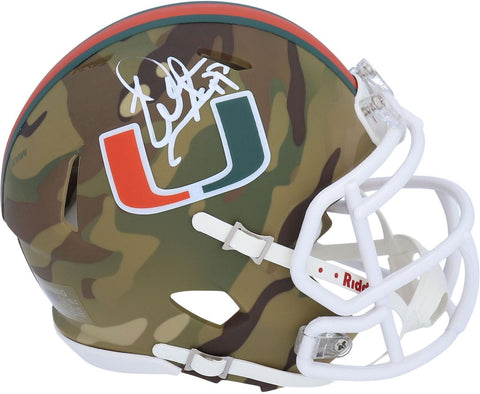 Warren Sapp Miami Hurricanes Signed Riddell Camo Speed Mini Helmet