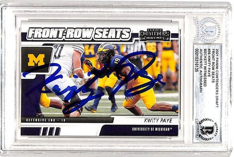 Kwity Paye Autographed Contenders Front Row 2021 #36 Card Slab Beckett 38929