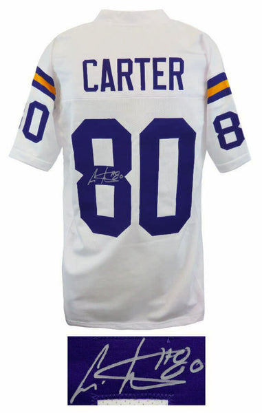 Cris Carter Signed White Throwback Custom Football Jersey -(SCHWARTZ SPORTS COA)
