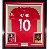 Framed Autographed/Signed Sadio Mane 35x39 Liverpool Red Jersey BAS COA