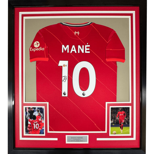 Framed Autographed/Signed Sadio Mane 35x39 Liverpool Red Jersey BAS COA