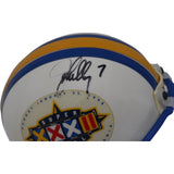 John Elway Signed Denver Broncos SB XXXII Replica Mini Helmet As Is BAS 44725