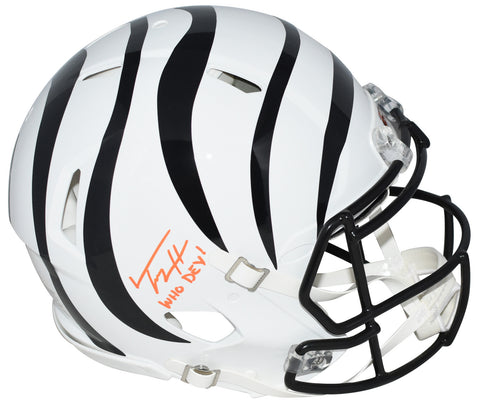 TREY HENDRICKSON SIGNED CINCINNATI BENGALS WHITE AUTHENTIC SPEED HELMET BECKETT