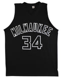 Giannis Antetokounmpo Signed Black Pro Style Jersey w/ Black Numbers JSA