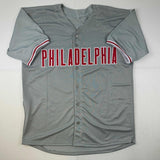 Autographed/Signed Cole Hamels Philadelphia Grey Baseball Jersey Beckett BAS COA