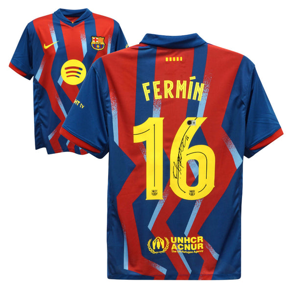 Fermin Lopez Signed FC Barcelona Home Soccer Jersey #16 with Beckett COA