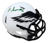 Devonta Smith Signed Philadelphia Eagles Lunar Eclipse Mini Speed Helmet BAS