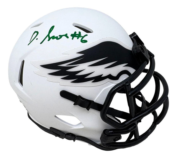 Devonta Smith Signed Philadelphia Eagles Lunar Eclipse Mini Speed Helmet BAS