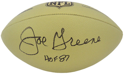 Joe Greene Signed Wilson Duke Gold NFL Replica Football w/HOF'87 (SCHWARTZ COA)