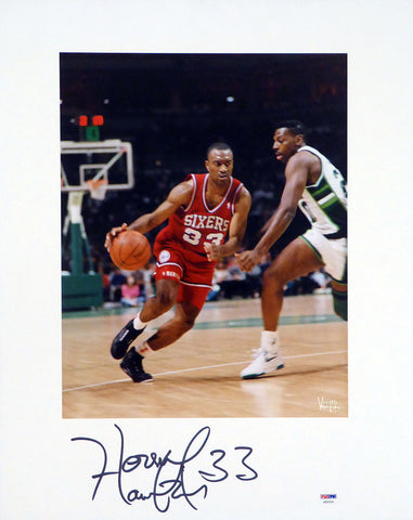 Hersey Hawkins Autographed Signed 16x20 Matted Photo 76ers PSA/DNA AB51616