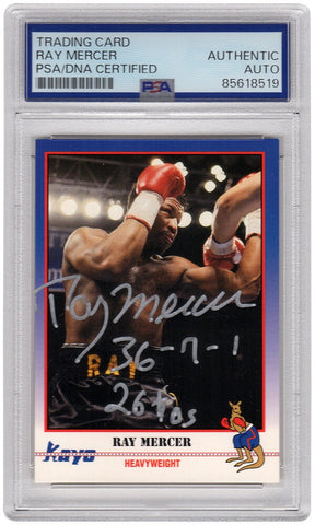 Ray Mercer Signed 1991 Kayo Boxing Card #117 w/36-7-1, 26 KO (PSA Encapsulated)