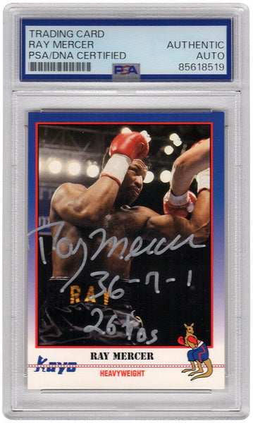 Ray Mercer Signed 1991 Kayo Boxing Card #117 w/36-7-1, 26 KO (PSA Encapsulated)