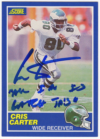 Cris Carter Signed 1989 Score Football Rookie Card #72 w/TD's INSC - (SS COA)