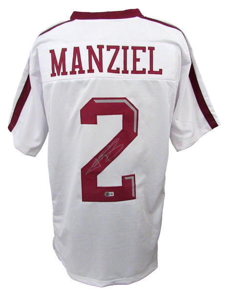 Johnny Manziel Signed/Auto Texas A&M Custom White Football Jersey Beckett 204885