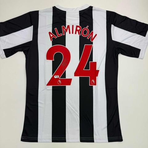 Autographed/Signed Miguel Almiron Newcastle United White/Black Jersey BAS COA