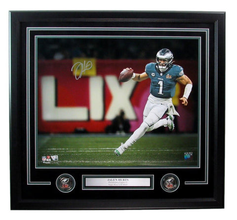 Jalen Hurts Autographed 16x20 Super Bowl LIX Photo Eagles Framed Fanatics 94130